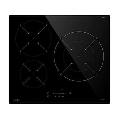 Hermitlux Piano Cottura a Induzione 60 cm 3 Fuochi con 9 Livelli di Potenza e Boost, Blocco di Sicurezza, Comandi a Sfioramento e Timer, 7400W