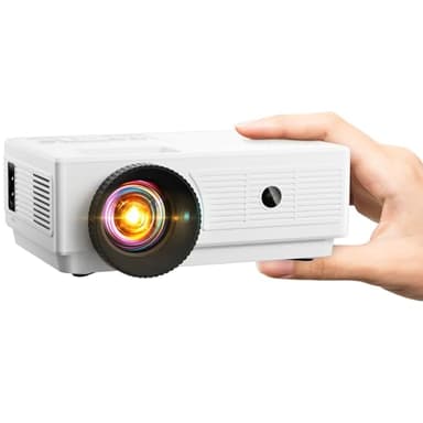 Konsoefuly Home Theater Proiettore Portatile - Mini Proiettore HD 1080P Supportato, Videoproiettore 15000 Lux, ±30° Keystone, 50% Zoom, Compatibile Con iOS/Tablet/Laptop/PC/TV Stick/Box/Unità USB/DVD