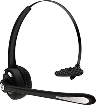 Caymuller Auricolare Bluetooth con microfono, V5.1, Cuffie on-ear wireless con cancellazione del rumore, pulsante di disattivazione audio per laptop, Skype, call center, ufficio, camionista