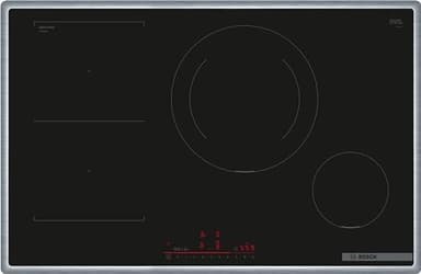 Bosch PVS845HB1E - Piano cottura a induzione intelligente (autosufficiente), larghezza 80 cm, combinazione di due zone di cottura, zona di cottura a induzione da 28 cm, telaio avvolgente, controllo