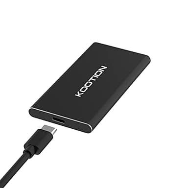 KOOTION 256GB SSD Esterno Hard Disk Solido Esterno Portatile Disco Rigido USB C 3.1, Alta Velocità di Lettura e Scrittura Fino a 550 MB/s e 500 MB/s, per MacBook, Computer, Laptop, Desktop, Nero
