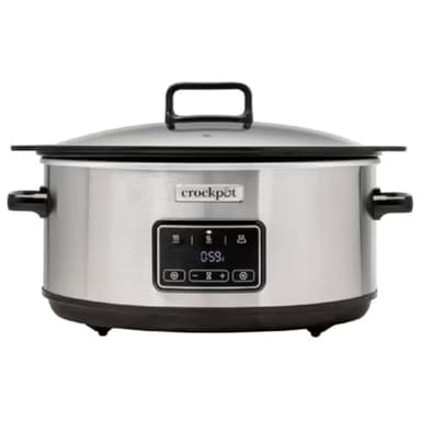 Crockpot Pentola digitale a cottura lenta Sizzle & Stew, 3,5 L (3-4 persone) Contenitore estraibile adatto per piani cottura a induzione, carne e verdure Spina EU 2 Pin Acciaio inossidabile