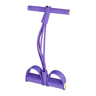 Relaxdays Vogatore Elastico Polivalente, Fascia Fitness con Pedale e Manubrio, Attrezzatura Sport a Casa, Lilla, 1 pz