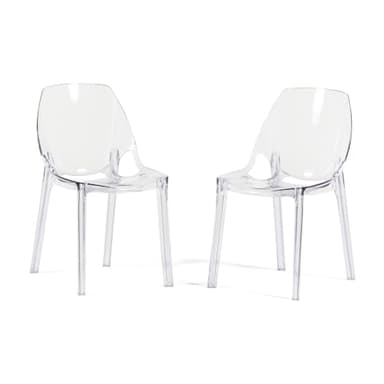 SIEDITI FUORI E DENTRO Sedie in policarbonato Luce, design moderno, impilabili, sedie trasparenti per sala da pranzo, cucina o salotto (2 Sedie, Trasparente)
