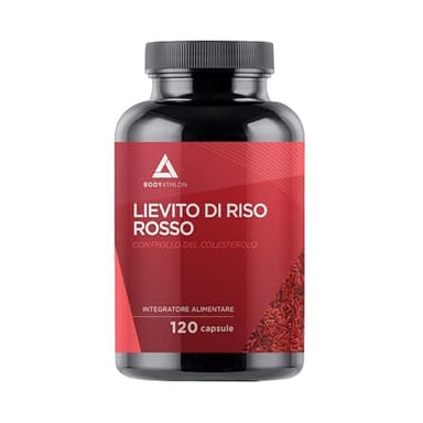 Riso Rosso Fermentato Colesterolo- 120 capsule- Tripla Azione- 20mg Coenzima Q10, Guggul, 2.9mg Monacolina K- Senza citrinina-Policosanoli, Acido Folico- Vegan- Bodyathlon
