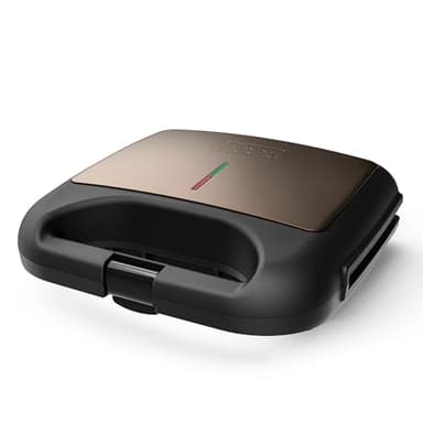BLACK+DECKER Tostiera BXSA752, 750W, piastre grill antiaderenti, 21,5x12,5 cm, luce a temperatura ideale, compatta e facile da riporre