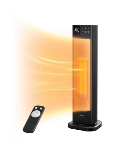 Midea NTH20-22ER Stufetta Elettrica a Basso Consumo con Termoventilatore, 2000W, Tecnologia Ceramica Silenzioso, Timer 24H, Modalità ECO, 2 Livelli di Temperatura, Termostato Ambiente