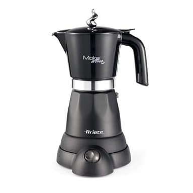 Ariete 1368 Aroma - Moka Elettrica con Autospegnimento - 4/6 tazze - Mantenimento temperatura fino a 30' - 480 Watt - Nero