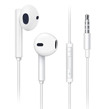 K&J Auricolari con Filo,Cuffiette Sport in-Ear Stereo con Microfono,Resistente al Sudore,Isolamento del Rumore,Bassi Potenti,Compatibile con tutti i dispositivi per cuffie da 3,5 mm