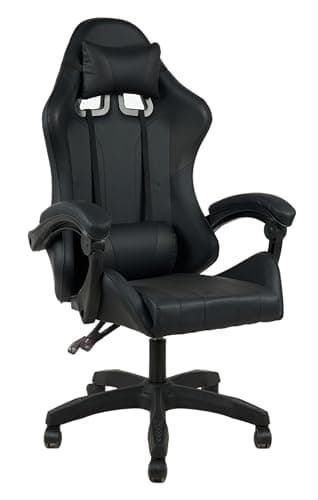 Il Gruppone Passione Casa Sedia Gaming Professionale SimilPelle Reclinabile Con Braccioli Poltrona Ufficio Regolabile in Altezza Pistone Gas,Cuscino Poggiatesta E Lombare Gamer - Nero