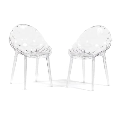 SIEDITI FUORI E DENTRO Sedie in policarbonato Diamante, design moderno, sedie trasparenti, sedie sala da pranzo, sedie cucina o salotto, gambe smontabili (2 Sedie, Trasparente)