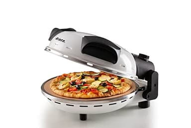 Ariete 918 Forno Pizza - Pizza in 4 minuti - Piastra in pietra refrattaria con trattamento antiaderente - Temperatura max 400° - 1200 Watt - Timer 30’ - Bianco