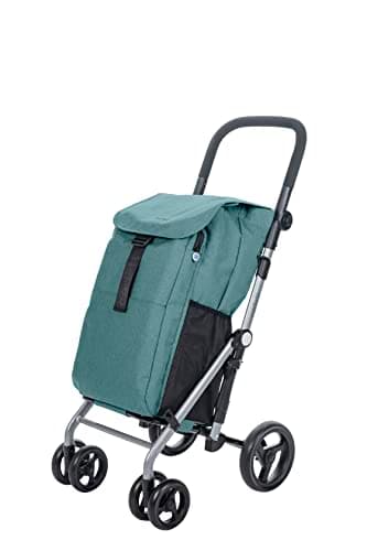 Carlett - Classic Duo Lett430| Carrello della Spesa Pieghevole | 4 Ruote Resistenti alla Pioggia | Grande Capacità di 25 kg | Borsa Principale da 53L + Borsa Termica da 10L | Verde