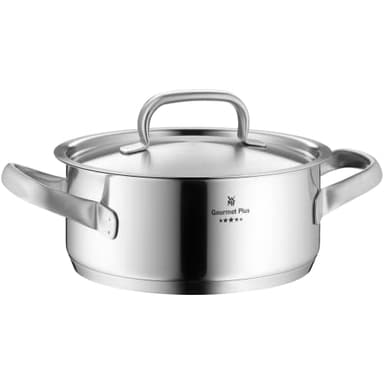 WMF Gourmet Plus - Pentola piccola 16 cm, coperchio in metallo con apertura del vapore, pentola a induzione 1,4 l, acciaio INOX Cromargan opacizzato, scala interna