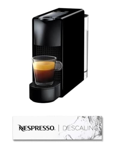 Nespresso Krups Essenza Mini XN1108 con Set Decalcificante Descaling 2x100ml, Macchina da caffè di De'Longhi, Sistema Capsule Original, Serbatoio acqua 0.6L, Nero