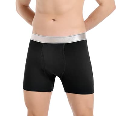 Boxer da Uomo per Incontinenza,Boxer Protettivi Lavabili e Riutilizzabili con Tampone Assorbente da 300 ML, Super Assorbenti, a Prova di Perdite, in Morbido Cotone (Nero, 2XL)