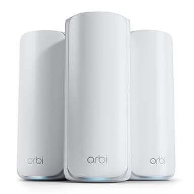 NETGEAR Orbi Mesh WiFi 7 Tri-Band (RBE773) | Kit da 3 | Router + 2 Satelliti | Copertura fino a 540 m2, 100 dispositivi 2.5 Gig Connessione Internet | BE11000 | (FIno 27 Gbps)