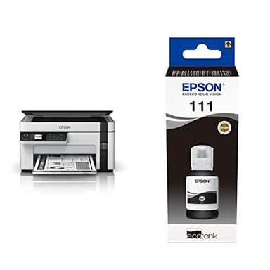 Epson EcoTank ET-M2120 Stampante multifunzione monocromatica 3-in-1 (Stampa, Copia, Scansione) & C13T03M140 adatto per M1100 Inchiostro nero EcoTank