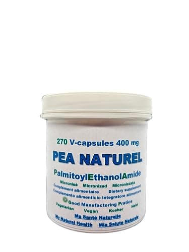 PEA Naturel Palmitoiletanolamide di Grado Micronizzato Premium - 270 capsule vegetali (dosaggio per 3 mesi) Prodotto nell' UE. Disponibile anche in 30 e 90 capsule
