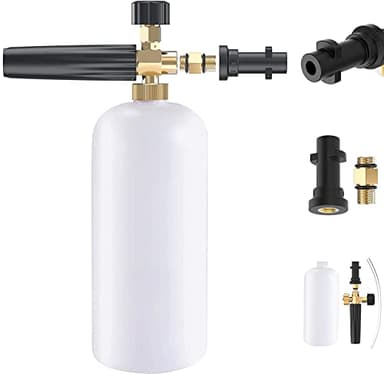 Alta pressione in schiuma lancia da neve regolabile Canon a schiuma compatibile con Karcher serie K2/K3/K4/K5/K6/K7 Pulitore per auto moto 1L bottiglia (with waterproof Tape)