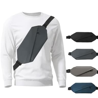 Marsupio Uomo Tracolla,Borsa A Tracolla Da Uomo/Donna,Impermeabile,Cintura Regolabile,Leggera e Spaziosa,per Viaggi, Ciclismo, Sport,Lavoro (Grigio)