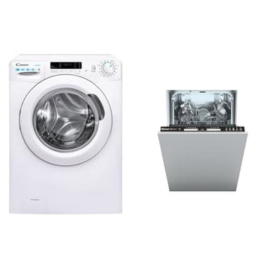 Candy CSWS 4962DWE/1-S Lavasciuga 9+6 Kg, 1400 giri, Vapore, Partenza Ritardata & Brava CDIH 1L949 Lavastoviglie Slim da Incasso, 9 Coperti, 5 Programmi, Partenza Ritardata