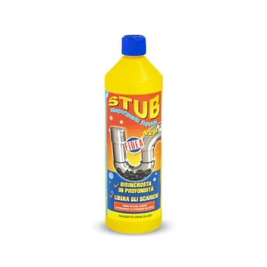 FIDEA Disgorgante STUB - stura lavandini e scarichi, disgorgante professionale forte, ideale per scarichi wc, lavandino, bagno e cucina, agisce su incrostazioni di calcare, depositi organici e inerti