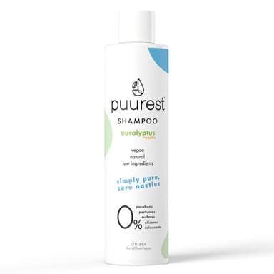 Puurest Shampoo senza solfati, siliconi, parabeni e sale – naturale, vegan, idratante, senza profumo, con olio di eucalipto e jojoba, 250ml
