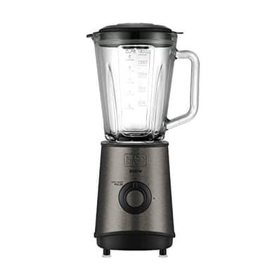 BLACK+DECKER BXJB800E - Frullatore, 800W, caraffa in vetro 1,5L, 2 velocità + Pulse, 4 lame in acciaio inossidabile, tritaghiaccio, colore grigio; special_feature:Tecnologia Pulse