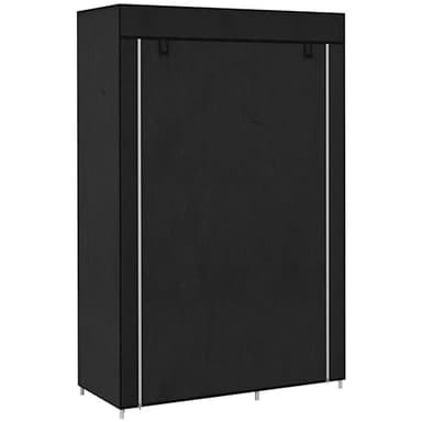 HOMCOM Armadio Portatile in Tessuto non Tessuto, Acciaio e PP, Armadio Guardaroba Salvaspazio con 6 Ripiani Aperti, 1 Appendino e Porta a Cerniera, 103x43x162.5 cm, Nero