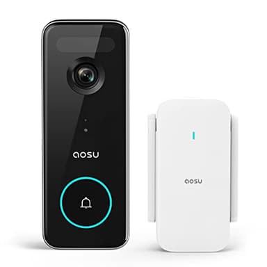 AOSU videocitofono senza fili da esterno HD 5MP videocitofono wifi alimentato a batteria, 0 costi mensili, rilevatore radar, funzionante con Alexa, 5 GHz / 2.4 GHz WLAN, audio bidirezionale