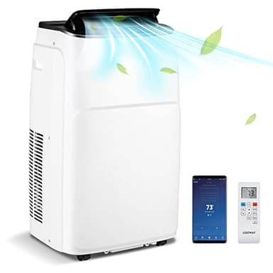 GYMAX Condizionatore Portatile 14000BTU Classe A, R290 GMCC, 5 in 1 Riscaldare/Raffreddare/Deumidificare/Ventilare/Modalità Notturna, Timer 24H, WIFI APP&Telecomando