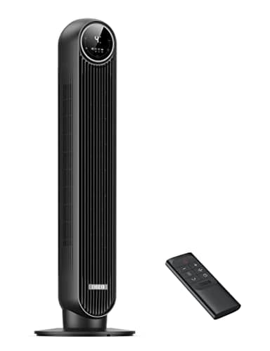 Dreo Nomad One Tower Fan con telecomando, ventilatore di raffreddamento silenzioso con velocità di 7,3 m/s, oscillante a 90° con 4 velocità, 4 modalità, timer di 8 ore, ventilatore da supporto, nero.