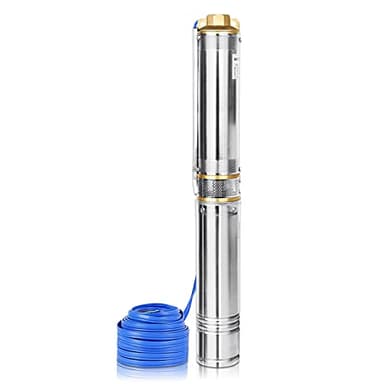 UISEBRT Pompa sommersa per fontane 4 pollici 1,1KW- pompa in acciaio inox per pozzi con portata di 4.000 l/h resistente alla sabbia con filtro antisporco, per irrigazione da giardino o uso domestico