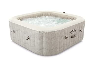 Intex 28472EX - PureSpa Vasca Idromassaggio Gonfiabile Chevron Deluxe Quadrata, 6 posti, 170 Getti, Riscaldatore, PVC, Multicolore, 195x195x71 cm