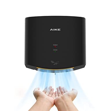 AIKE Asciugamani Elettrico ad Aria 10 Secondi per Asciugare, Asciugamani Automatici Commerciali ad Alta velocità a Risparmio energetico per Bagno e Servizi igienici AK2630S 1400W Nero