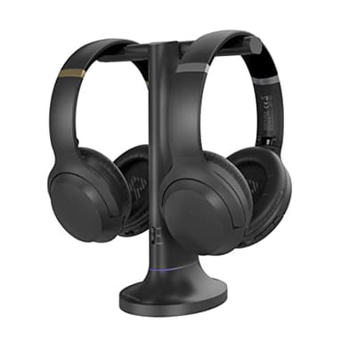 Avantree Duet – Doppie Cuffie Wireless per Guardare la TV, con Trasmettitore Supporto di Ricarica 2 in 1, Modalità “Dialogo Chiaro” e Volume Incrementato per Gli Anziani