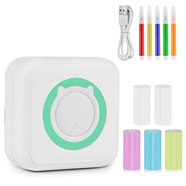 GuKKK Mini Stampante Fotografica, Mini Stampante Termica,Stampante Fotografica Istantanea Portatile, Mini Stampante Termica Bluetooth con Ricarica USB Stampante, per Note, Diario, Elenco