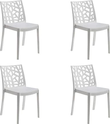 GLOUPIE Set 4 Sedie Matrix In Polipropilene Bianco, Impilabili, Dimensioni 55 x 47 x 82 Cm, Peso 4 Kg, Per Interno Ed Esterno, Made In Italy, Sedia Impilabile