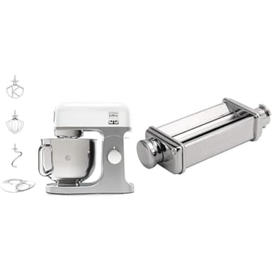Kenwood KMX750WH Impastatrice Planetaria Kitchen Machine kMix, Robot da Cucina Mixer & KAX980ME Accessorio Sfogliatrice per Impastatrice Planetaria, Acciaio Inossidabile, Argento