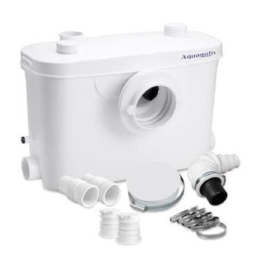 Aquamatix Trituratore Pompa Maceratore 400W Sistema di Sollevamento 100L/min 6,5m Distanza di pompaggio verticale con 3 ingressi per WC, Lavandino e Vasca da bagno con Filtro a carbone