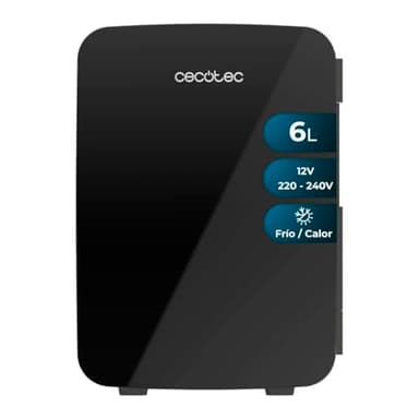 Cecotec Mini Frigorifero Bolero MiniCooling 6L Bahamas Black, 12V-220V, Compatibile con auto e roulotte, Funzione di raffreddamento e riscaldamento, Intervallo di temperatura 5-65°C, Trasporto facile