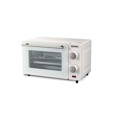 Zephir, Forno elettrico 10 lt, Colore Bianco, Potenza 650W, Maniglia Frontale in Acciaio, Timer 60 Minut, Selettore Temperatura 100°-230°, Griglia e Vassoio Estraibile con manico, Doppio vetro