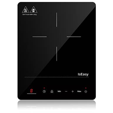 Piastra ad Induzione Portatile, IsEasy Piano Cottura Induzione, 2100 W, Timer da 8 ore, Sicurezza Bambini, Funzione Max & Min, Nero
