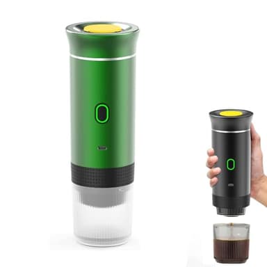 Macchina da caffè espresso elettrica portatile 3 in 1, mini piccola macchina da caffè, senza fili, con cialde autoriscaldanti, per auto, casa, ufficio, campeggio, viaggi, 3 in 1 (verde)