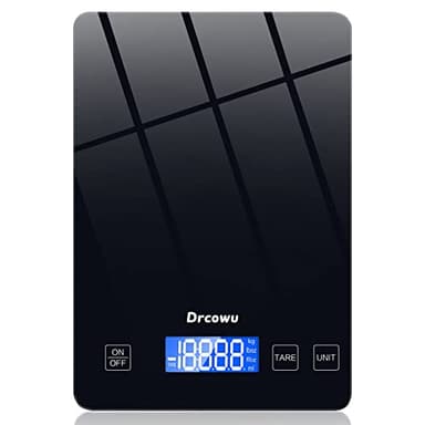 Drcowu Bilancia da Cucina, Bilancia Cucina Digitale 15kg, alta Precisione 1 g Pesa Alimenti, Funzione Tare, Grande Display LCD, Bilance impermeabile Varie Unità in Grammi e Once, Pulsante touch