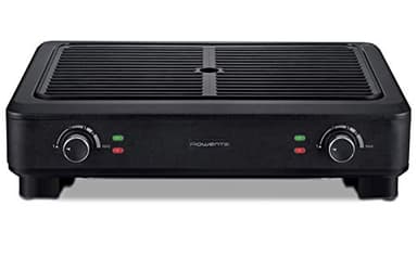 Rowenta KG900812, Smokeless Grill, Griglia, 70% di fumo in meno, Meno odori, 2 zone di cottura indipendenti, 2000 W, Nero