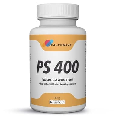Fosfatidilserina Pura 400mg per Cortisolo Memoria e Concentrazione 60 Capsule - Arricchito con Acido Pantotenico, Vitamina B6, B1 e Acido Folico