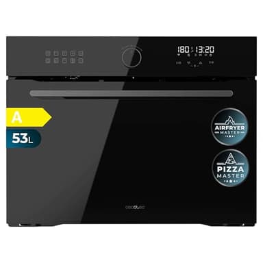 Cecotec Forno da ncasso Multifunzione 53L - Friggitrice ad Aria - Bolero Hexa AF314500 Glass Black A. 2900W, 11 Funzioni, Airfryer Master, Pizza Master, Basso Consumo, Facile Pulizia