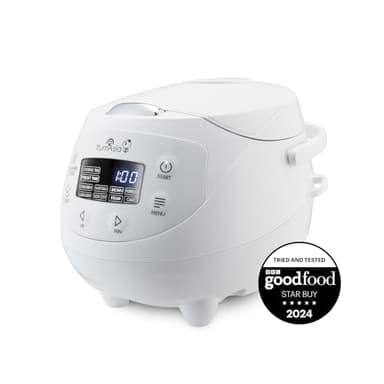 Yum Asia Panda Mini Cuociriso con Ciotola in Ceramica Ninja e Advanced Fuzzy Logic (3,5 tazze, 0,63 litri) 4 Funzioni di Cottura del Riso, 4 Funzioni Multicooker, Display LED, 220-240V